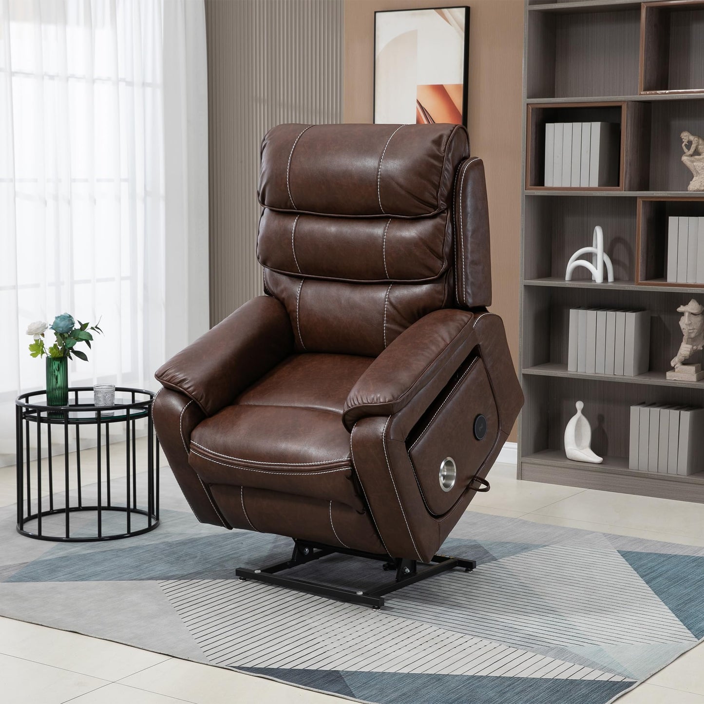 Oversized Electric Lift Chair Versatile Power Recliner Chair 180° Infinite Reclining Armchair for Adults with Massgae,Cupholder,USB-C Ports,Wireless Charging