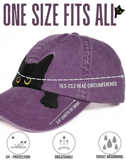 InnoBeta Black Cat Lovers Gifts for Women, Men, Adjustable Embroidered Hat for Birthday, Christmas - Purple