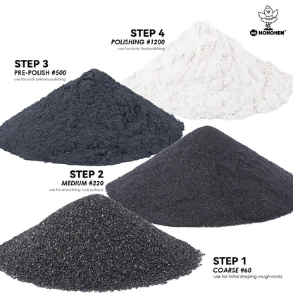 Hohohen 4 Pounds Rock Tumbler Grit Kit Abrasive Media Rocks Tumbling Grit and Polish Refill Stone Polishing Silicon Carbide & Aluminum Oxide Fit for Any Rock Polisher