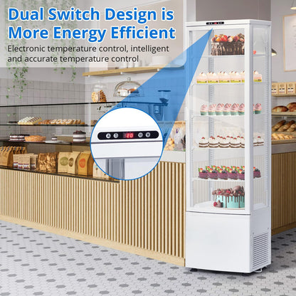 IDEALHOUSE Countertop Refrigerator, 10.9 Cu.Ft. Pastry Display Case for Bakery with LED, Frost-Free, Sliding Door, Commercial Fridge Display Case for Cafe and Restaurant, 5-Tier Design, White