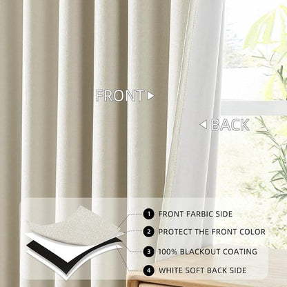 ChrisDowa Blackout Curtains - 100% Solid Birch | Thermal Insulated & Soundproof | 45" Long, 2 Panels
