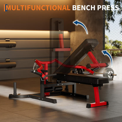 Chest Press Machine, 1250LBS Multi-Functional Adjustable Bench Press Machine with Independent Converging Arms, Flat Incline Bench for Chest, Shoulder, AB Workouts Home Gym Equipment