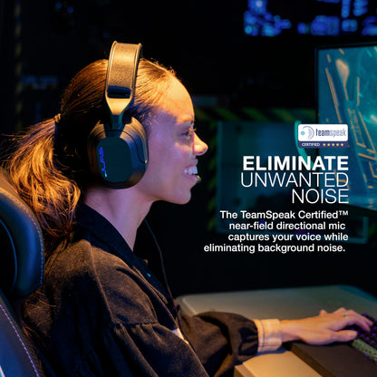 JLab Nightfall Gaming Headset with Near-Field Directional Flip-to-Mute Rotating Boom Mic, 50mm Drivers and Sound Isolating Inner Shelf, Wired 3.5mm for PC, PS5, PS4, Xbox Series X/S, Xbox one, Switch
