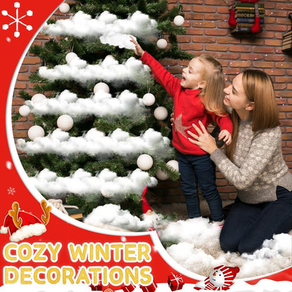 YUNAI Christmas Fake Snow Decorations 500g/17.64oz, Artificial Snow Fake Clouds Cotton Stuffing for Crafts, Fluffy Fiber Poly Fill Indoor for Pillow Winter Christmas Tree Village Mantle Nativity Decor