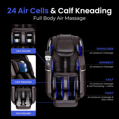 Osaki 2026 4D Ion l Full Body Massage Chair l 4D Massage Mechanism l Voice Control l 24 Auto Massages l SL-Track l Zero Gravity l Space Saving l Touchscreen Controller l Bluetooth Speaker (Brown)