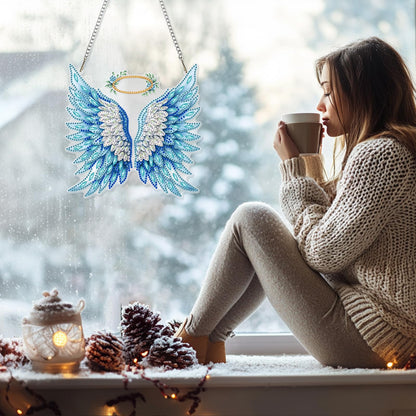 GHHKUD Wings Diamond Art Hanging Kit for Adults, DIY Double Sided Diamond Painting Hanging Kits Adults, Special Shaped Acrylic Ornaments Pendants for Window Home Garden Wall