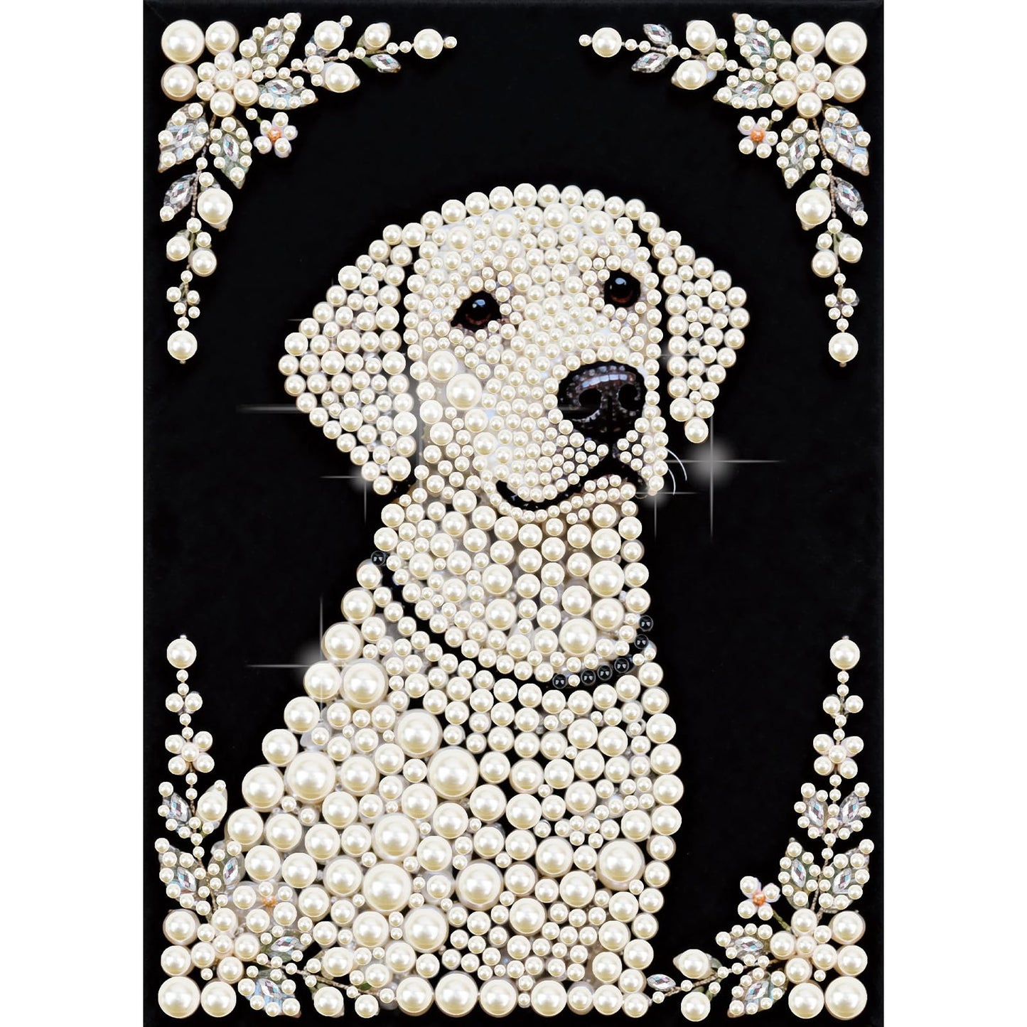 Stalente Pearl Diamond Painting Kits for Adults Dog, 5D Special Shape Diamond Art Kits for Beginners, Crystal Rhinestones Diamond Painting for Home Wall Decoration Gift 12×16inch, Animal