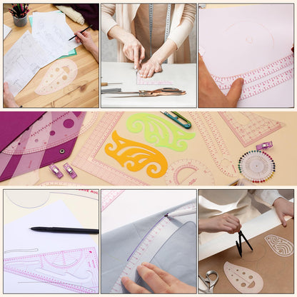 65 PCS Sewing Rulers, French Curve Ruler for Pattern Making Set, Sewing Curve Ruler Kit with Felt Bag,Sewing Clips,Tracing Wheel,Curved Ruler and Colorful Straight Pins for Sewing
