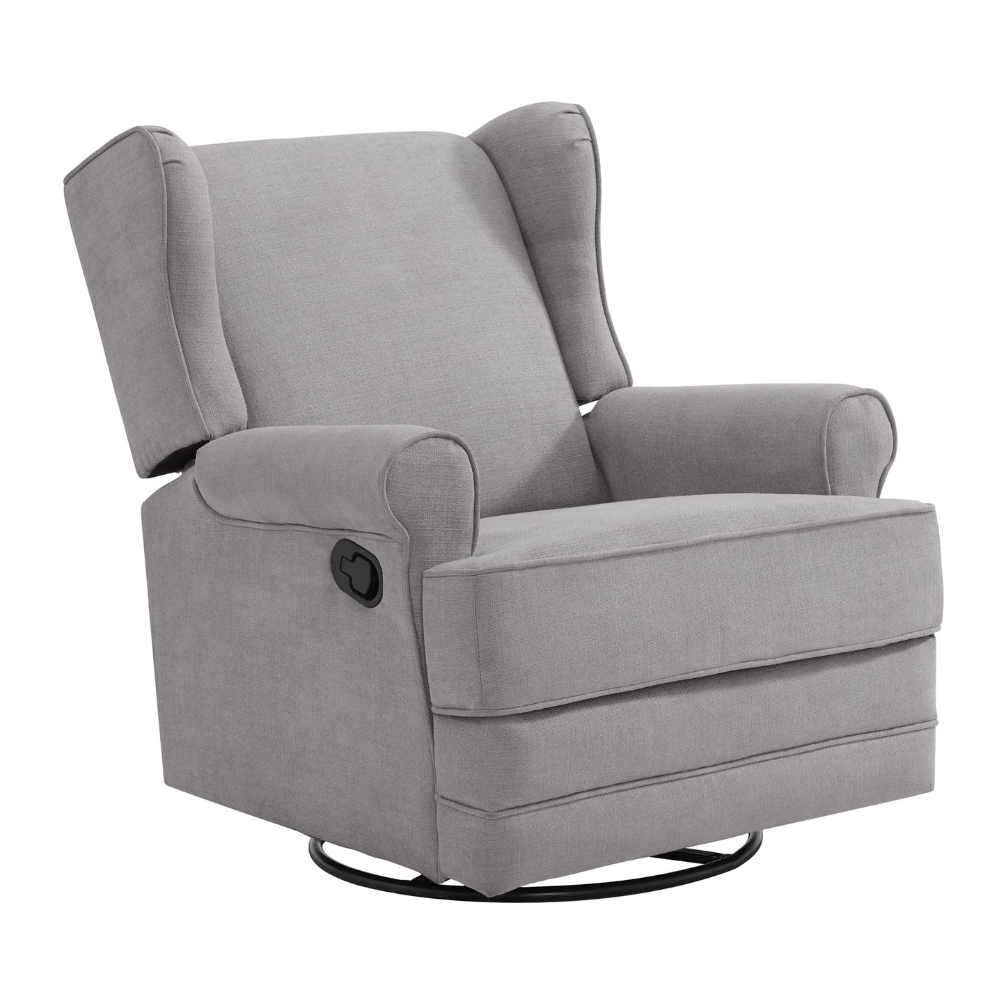 Oxford Baby Teegan Upholstered Glider Recliner Rocking Chair 360° Swivel for Nursery and Living Room - Gray