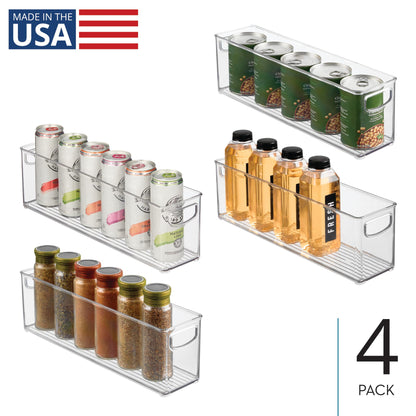 iDesign Small Stackable Storage Bins with Handles, Set of 4, Clear