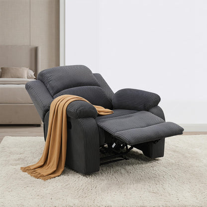 Trygoal Manual Recliner Chair, Nursery Rocking Chair, Corduroy Recliner Chair for Adults, Lazy Boy, Gaming Recliner wih Overstuffed Arms, Suitable for Home Theater, Living Room, Bedroom, Dark Grey