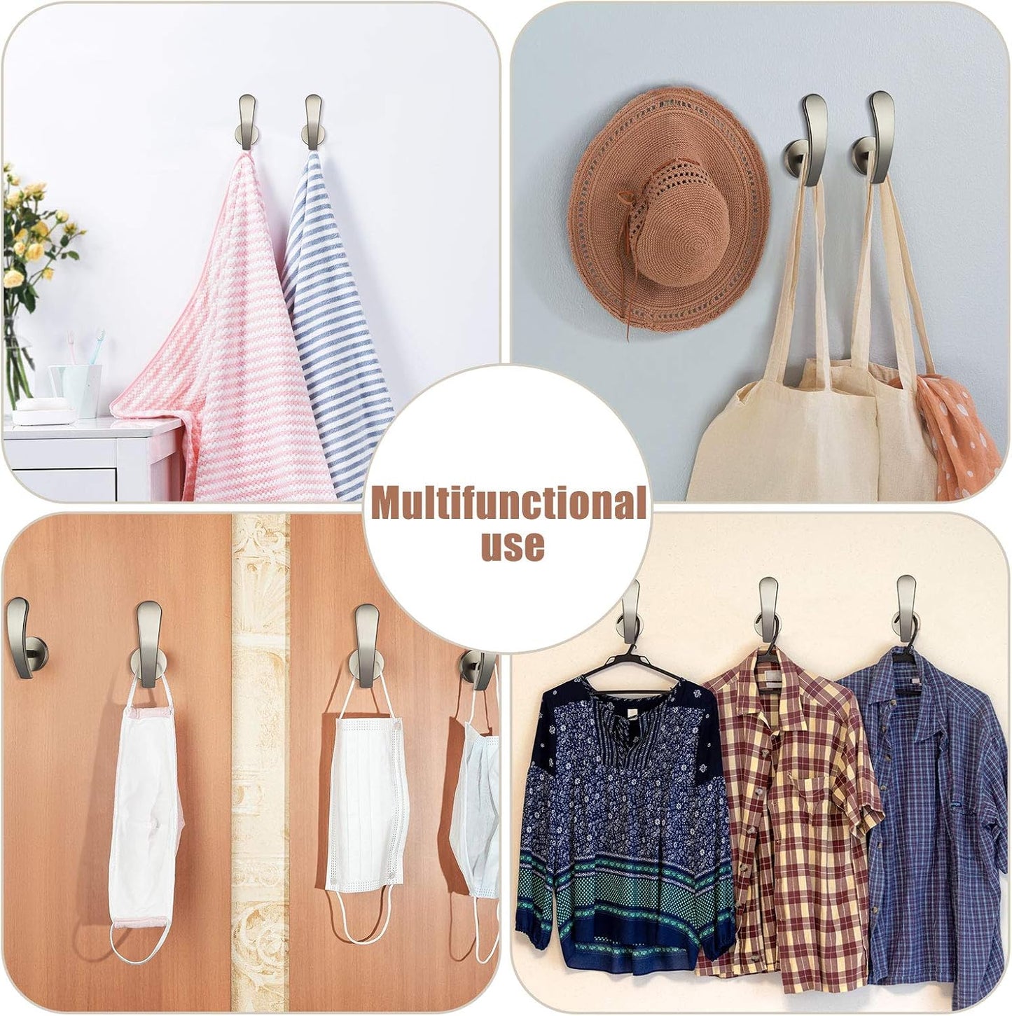 Furge 4 Pieces Curtain Holdback - Wall Mounted Hooks Drapery Tiebacks with Screws, Decorative Window Drapery Holder -