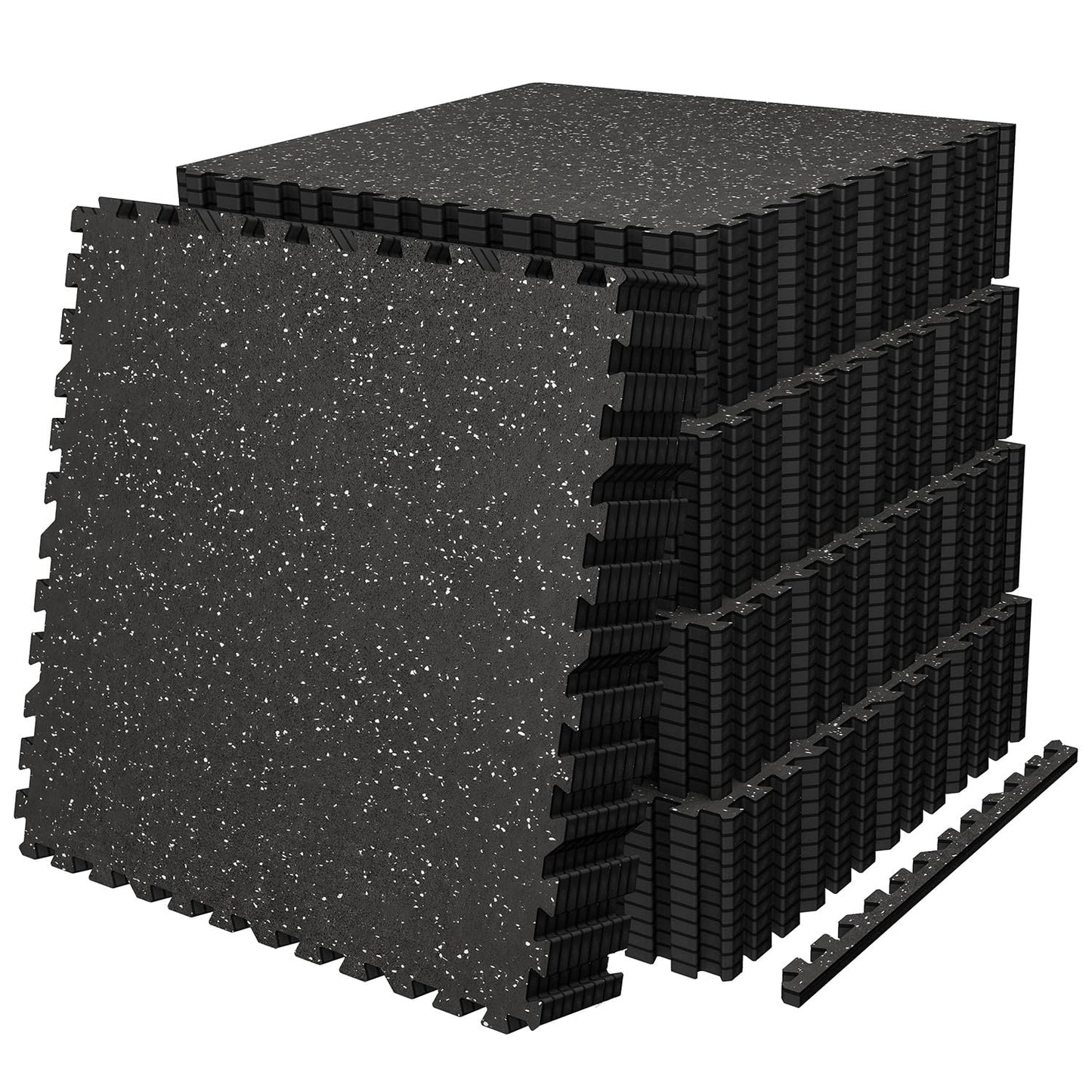 AIRHOP 0.56in Thick 192 Sq Ft Exercise Equipment Mats, 48 Tiles Upgraded Rubber Top with High Density EVA Foam, Large Interlocking Puzzle Gym Flooring for Home Gym, Heavy Weight Workout, 24 x 24in