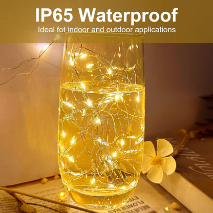 24 Pack 7FT 20LED Led Fairy Lights - Warm White, Battery Operated LED Silver Wire String Lights, Mini Firefly Starry