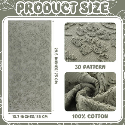 2 100% 13.7 29.5 Inch SmoothNovelty Pcs Olive Green Jacquard Hand Towels for Bathroom Floral Hand Towels Cotton
