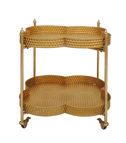 Metal Clover Shaped Bar Cart in Gold