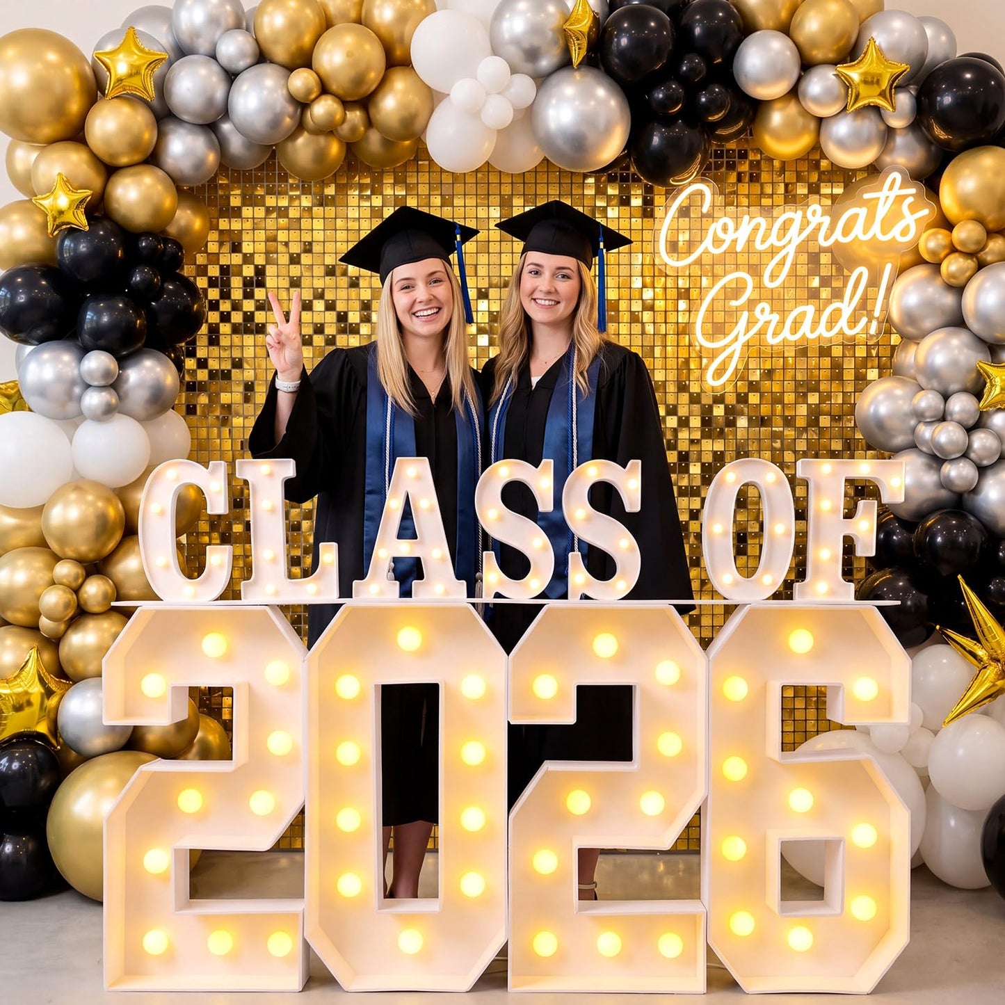 Grinsvalley Large 2026 Graduation Decorations - 2.68ft Class of 2026 LED Marquee Light up Numbers and Letter for Graduation Congrats Grad Party Supplies for Preschool High School College