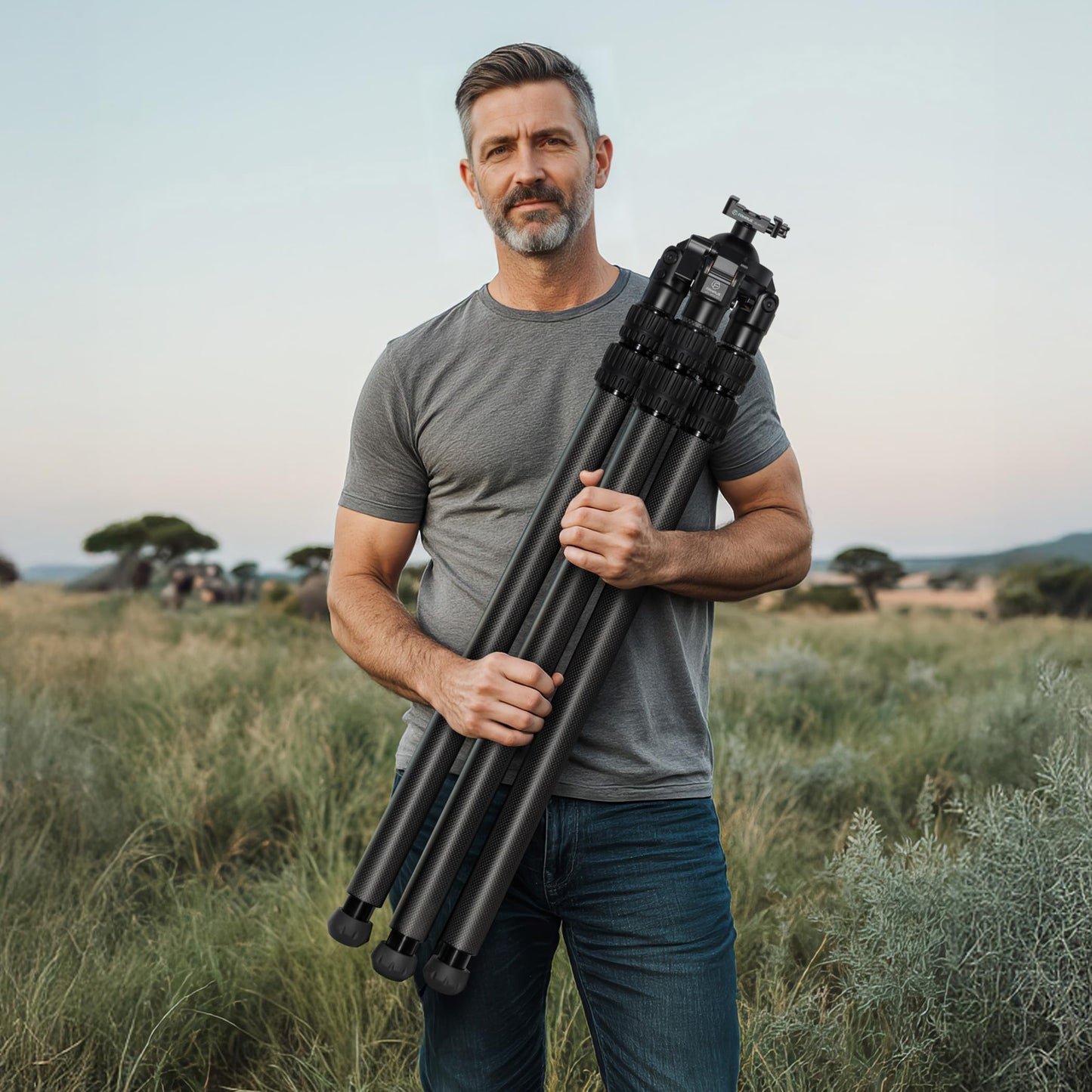 FANAUE Carbon Fiber Tripod for Shooting for Arca Swiss Quick Release Plate, Hands-Free Operation, Suitable for Hunting, Shooting and Outdoor Activities - HTC-4030-65