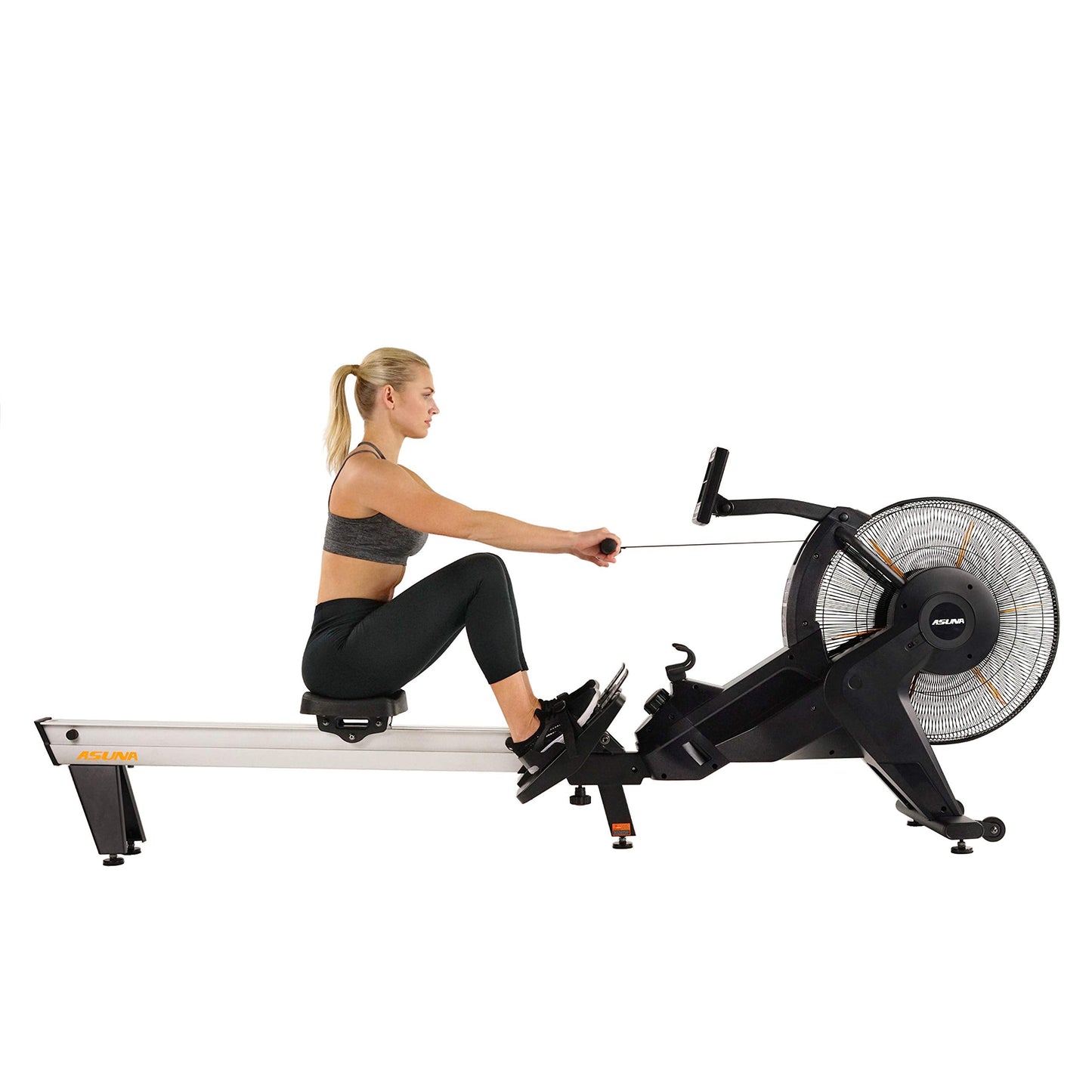 Sunny Health & Fitness Asuna 8580 Ventus Rowing Machine – Air & Magnetic Resistance, 330 LB Capacity, Performance Monitor, Foldable 50" Aluminum Rail, Home Cardio Rower