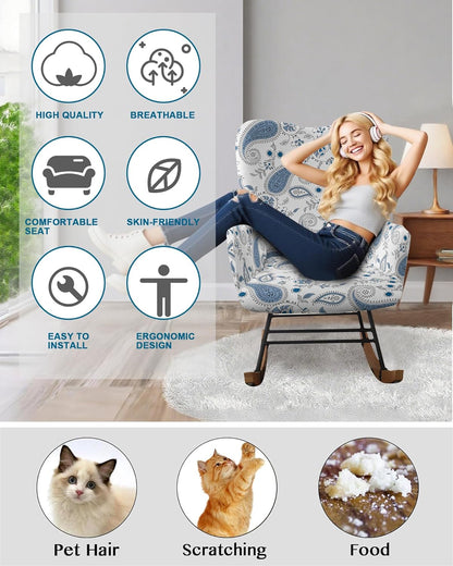1 Offices,A20 CRFATOP Printed PC Nursery Rocking Chair Recliner Covers Upholstered Glider Rocker Banquet Armchair