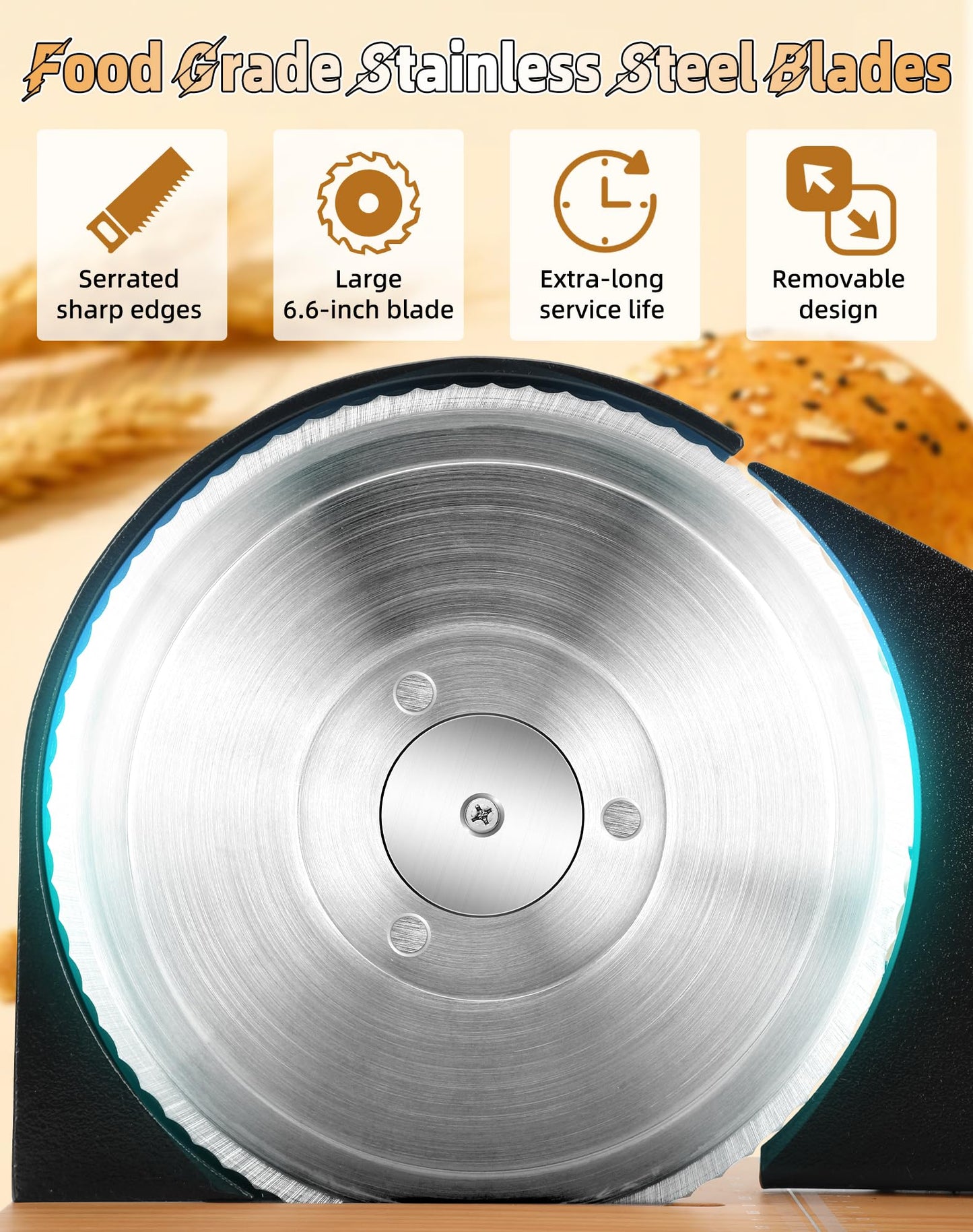 Redants Manual Bread Slicer for Homemade Sourdough Bread, Versatile Hand Crank Bread Slicer, Adjustable Thickness for Smooth Cutting, Food Grade Stainless Steel (Cream)
