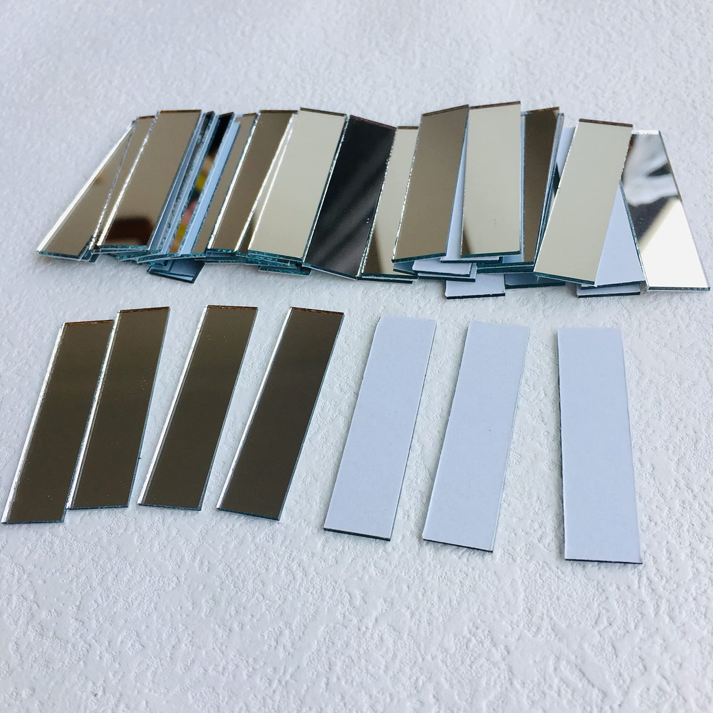 NUO RUI Adhesive Rectangular 1/2" x 2" Mirror Mosaic Tile 100 Pcs