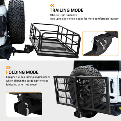 Garvee Foldable Hitch Mount Cargo Carrier, 750 Lbs Heavy Duty Steel Hitch Racks for 2'' Receiver, Folding Luggage Racks for Trailers, RVs, SUVs, Rust-Resistant & Easy to Assemble