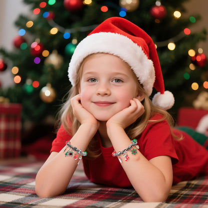 Christmas Advent Calendar Bracelets 2026 for Girls, 24 Days DIY Jewelry Making Kit with 22 Charm Beads and 2 Adjustable Bracelets, Xmas Countdown Gift for Kids Teens Women