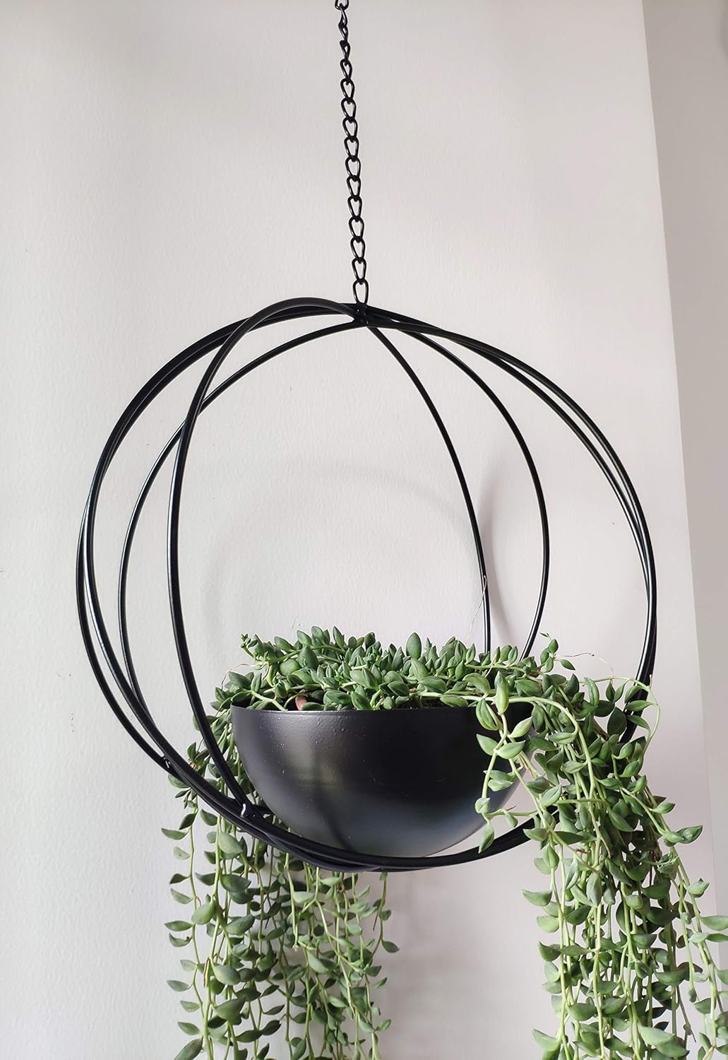 RISEON Boho Black Metal Plant Hanger,Metal Geometric Hanging Planter, Modern Planter, Mid Century Air Plant Holder