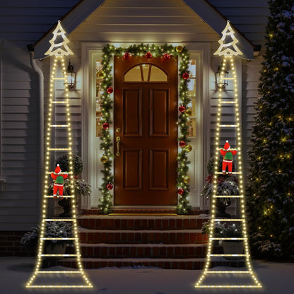 248 8 6H Christmas Ladder Lights with Santa Claus, LED Rope Ladder Light, Lighting Modes & Timer, Waterproof Xmas