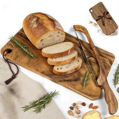 Wnfou Sourdough Bread Board Set, 16" Bread Bow Knife and Cutting Board with Crumb Tray, Magnetic Storage, Ergonomic Design, Perfect for Bagels, Homemade Bread, Ideal Baking Gift for Women