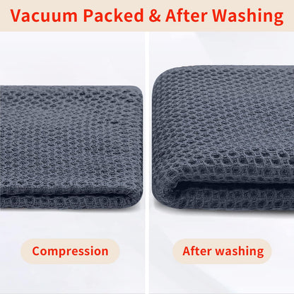 Homaxy 100% Cotton Kitchen Towels and Dishcloths Set, 12 x 12 Inches and 13 x 28 Inches, Set of 8 Bulk Kitchen Towels Set, Ultra Soft Absorbent Dish Cloths for Washing Dishes, Dark Grey