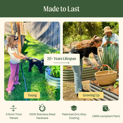 Vego garden 17" Tall 2' x 12' Giant Modular Metal Raised Garden Bed Kit, Large Metal Planter Box for Vegetables, Flowers, Herbs, Pearl White