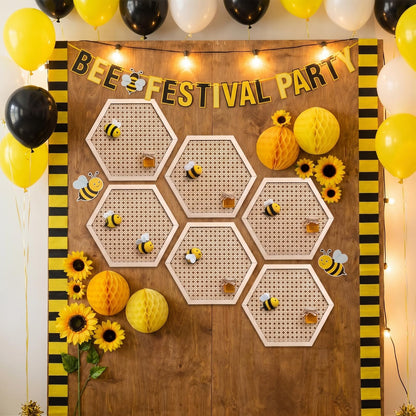 Ripeng 6 Pcs Honey Comb Decorations 11.8 Inch Hexagon Wall Decor Farmhouse Wood Earthy Hexagon Wall Panels Modern Hollow Carved Design Rustic Abstract Decor for Living Room Kitchen(Hollowed Style)