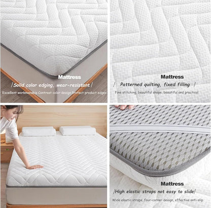 Comfortable Futon Mattress, Japanese Floor Mattress, Thick, Foldable, Roll, Mattress Cover, Tatami, Lounger, Guest Bed for Camping, Sofa or Car, 01, 180 x 200 cm