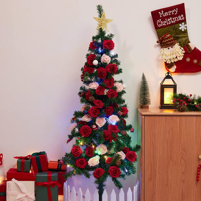 InnoGear Artificial Flowers, 50 Pcs Dark Red Foam Fake Roses Bulk with Stems for Mother's Gift Decoration Celebration DIY Wedding Bouquets Centerpieces Bridal Shower Party Christmas Tree
