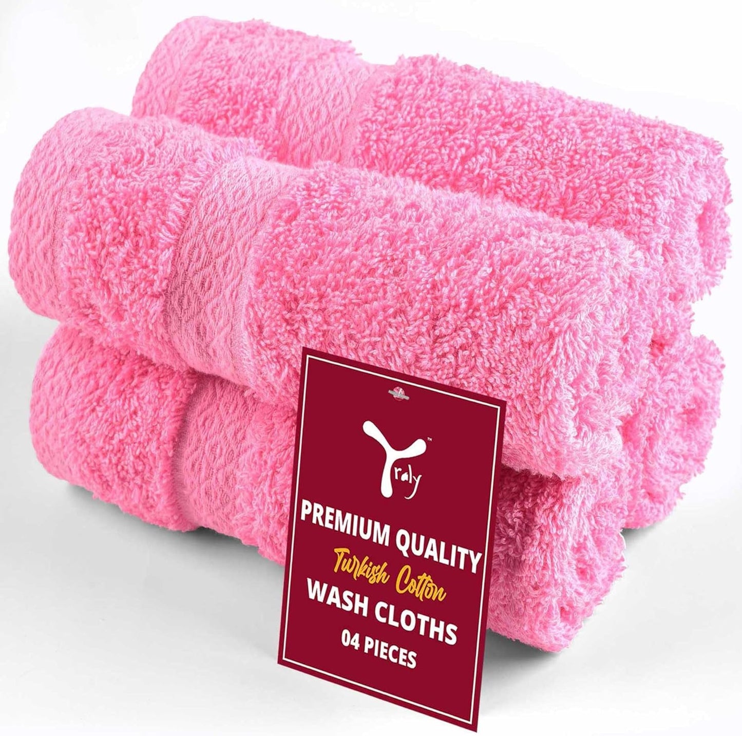 YRALY (4 Pack) Premium Turkish Cotton Washcloths Hotel Quality Ultra Soft & Absorbent Towels for Face, Hand, Kitchen