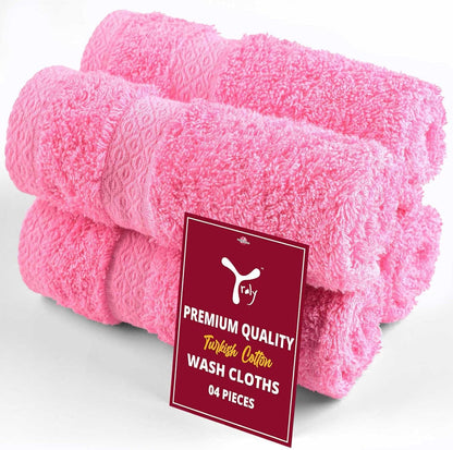 YRALY (4 Pack) Premium Turkish Cotton Washcloths Hotel Quality Ultra Soft & Absorbent Towels for Face, Hand, Kitchen