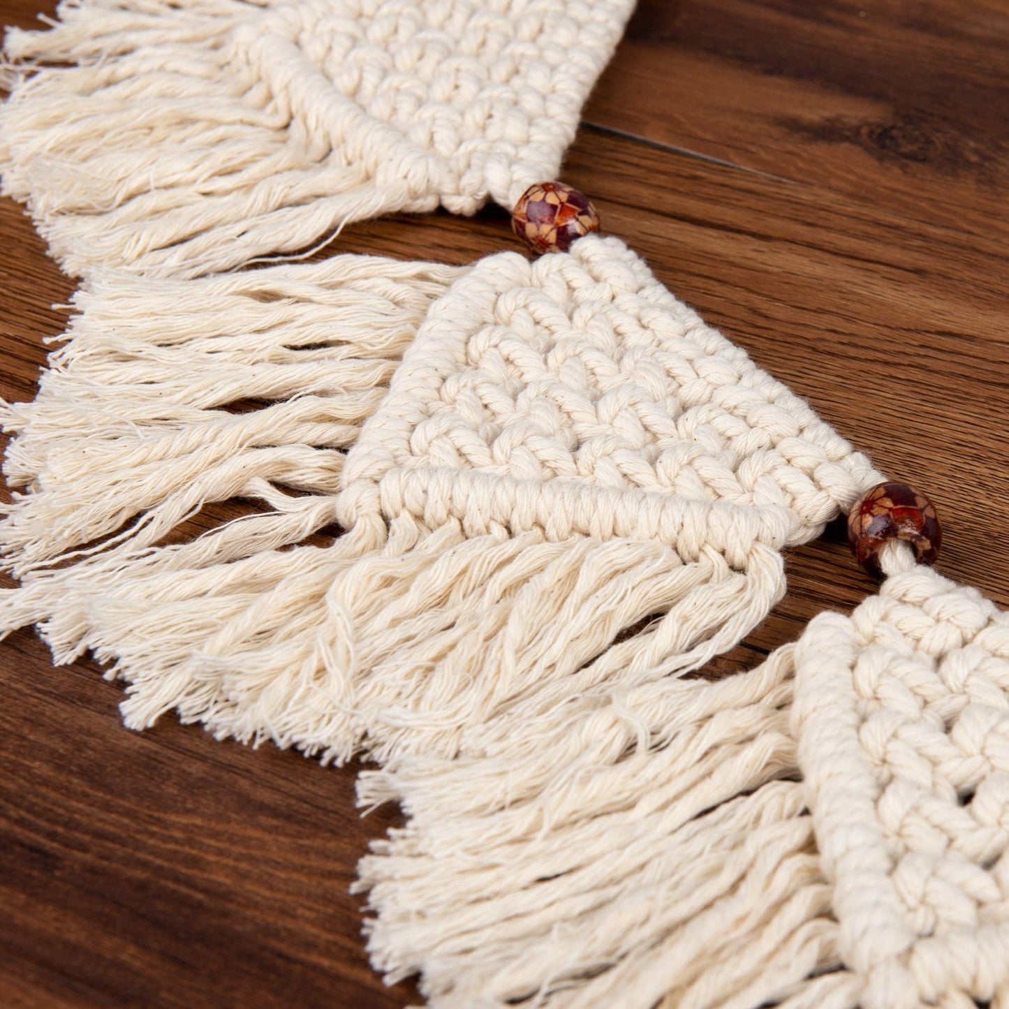 Eiyye Handmade Wall Hanging Fringe Panels Garland Banner Woven Tapestry Cotton Crochet Decor Macrame Bohemian Art Decor (7-flag x2)