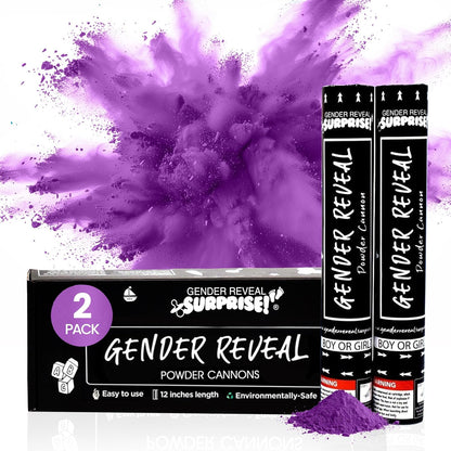12 Inch 2 Pack Gender Reveal Surprise - Purple Gender Reveal Powder Cannon - Easy to Use Purple Powder Cannon for Baby