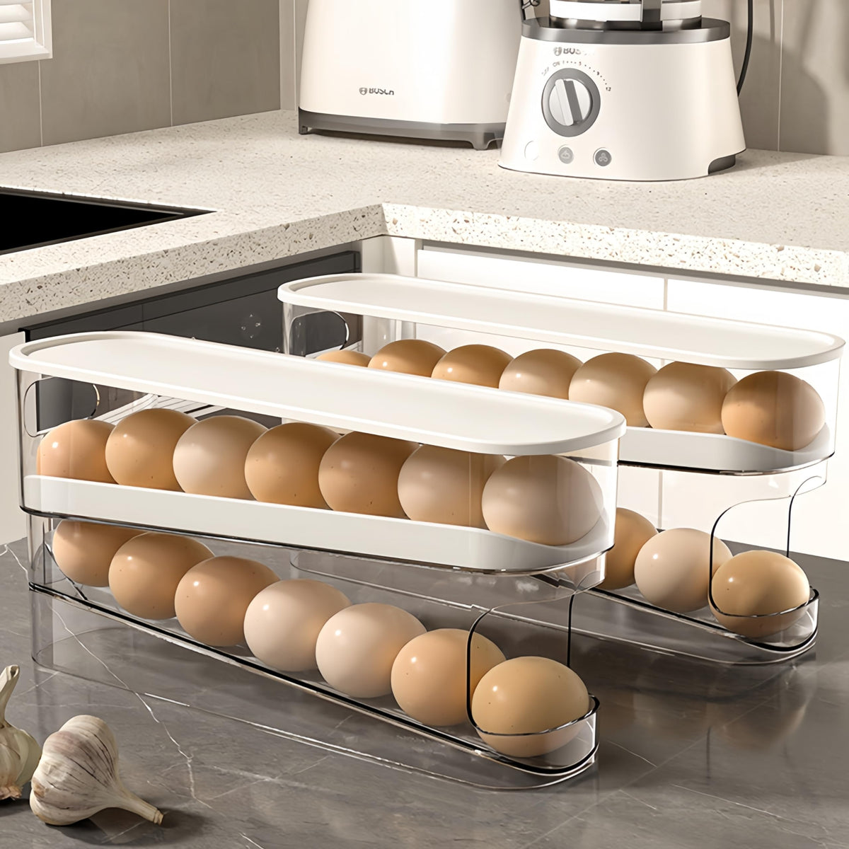 WACOI Auto Rolling Fridge Egg Organizer, Space Saving Eggs Dispenser for Refrigerator Storager, Home Egg Holder, 1 pack