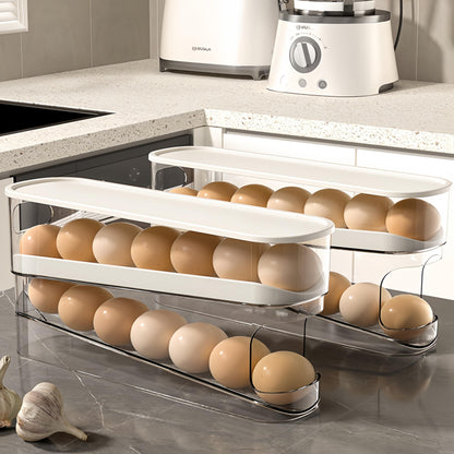 WACOI Auto Rolling Fridge Egg Organizer, Space Saving Eggs Dispenser for Refrigerator Storager, Home Egg Holder, 1 pack
