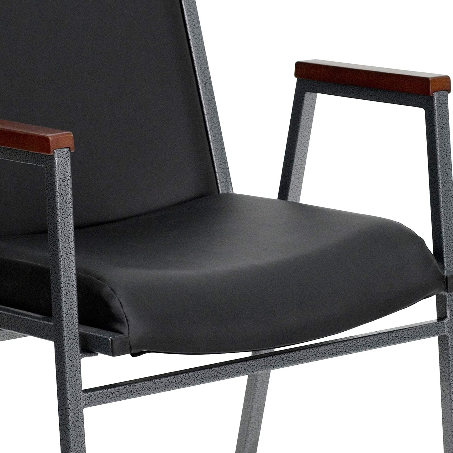 Flash Furniture 4 Pack HERCULES Series Heavy Duty Black Vinyl Stack Chair with Arms