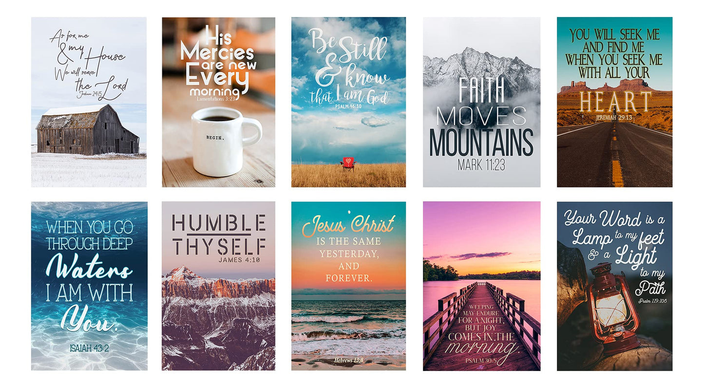 20 Bible Verse Aesthetic Photography Prints - Christian Wall Collage Kit for Teen Rooms or Dorms -Inspirational Faith Decor Gift -5x7 Professional Photos