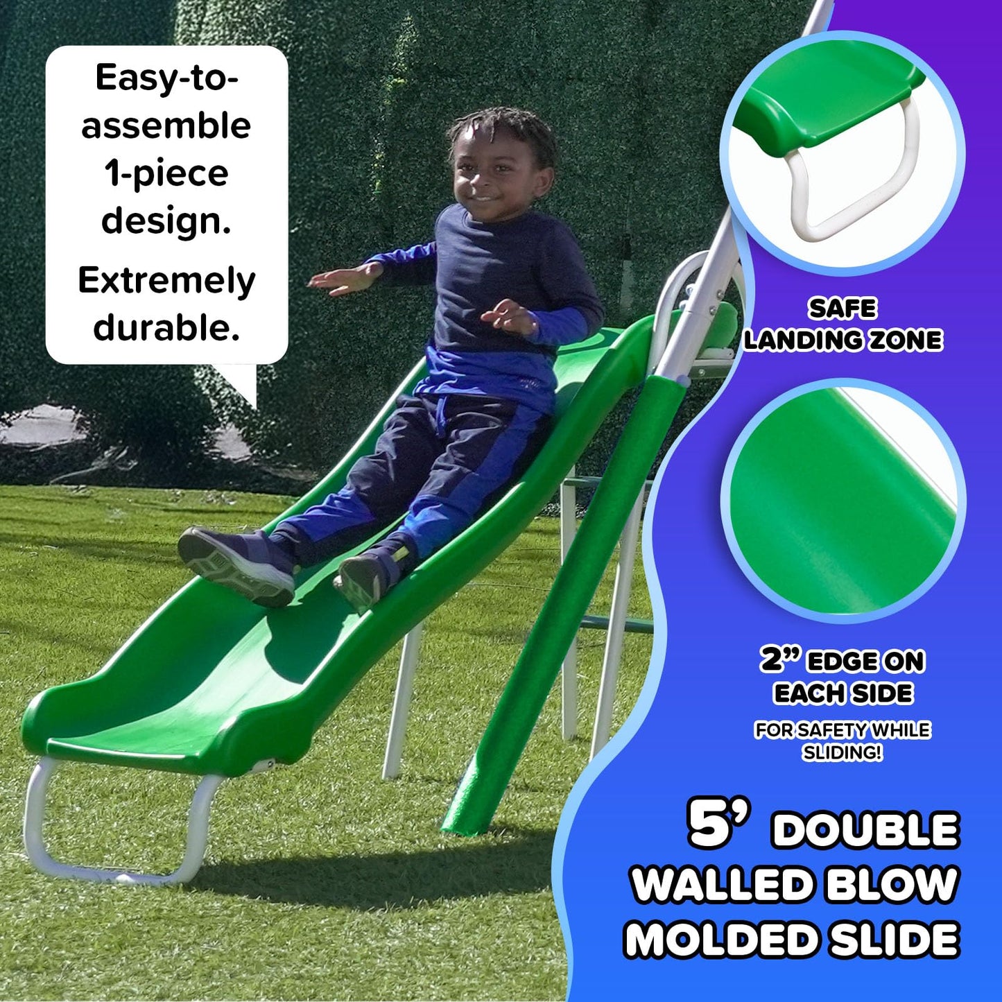 Sportspower Park Ridge Metal Swing Set for Ages 3-8, 2 Swings, Standing Swing, Roman Glider, Teeter Totter, 5ft Slide, 6.1ft Durable Steel Frame, Anchor Kit, 800lbs