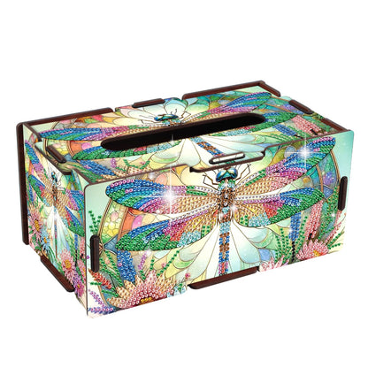 JISHSHAY Diamond Painting Tissue Box Cover Dragonfly Diamond Art Tissue Box Holder Animal Gem Art Gem Painting Napkin Holder Mosaic Kits for Adults Embroidery Kit Napkin Holder for Table 8.85×5×4.13in
