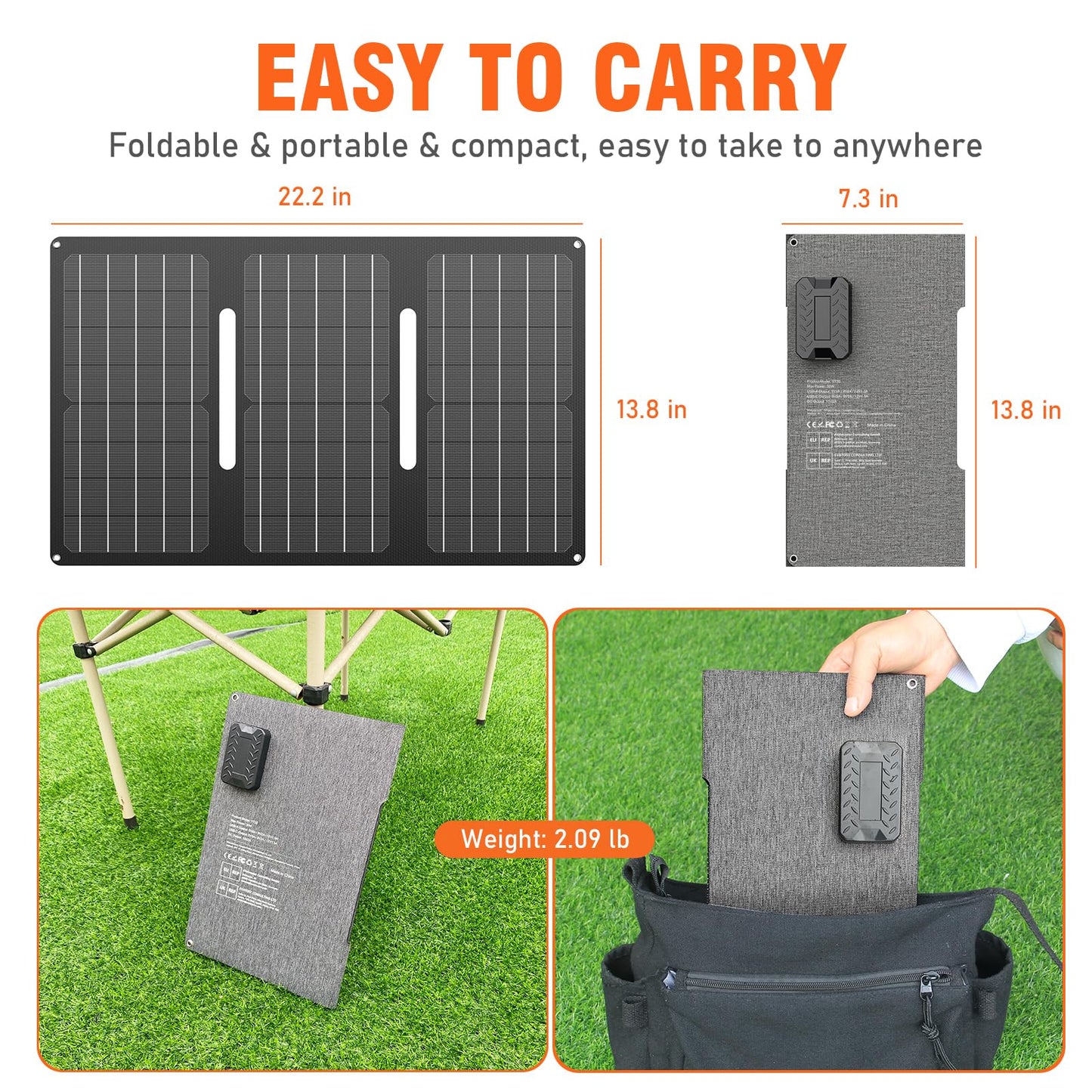 Portable Solar Generator, 150W Portable Power Station with Foldable 30W Solar Panel, 110V Pure Sine Wave 97Wh Lithium Battery Pack with Multi-Port LED Flashlights for Home Camping Hurricane Emergency
