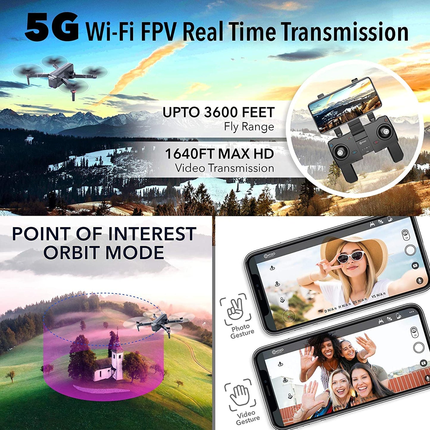 Contixo F24 Pro Drones With Camera For Adults, 30 Minutes Flight Time, 4K UHD Foldable RC Quadcopter GPS Return Home, Foldable FPV Brushless Motors Profession Flying Drone With Carrying Case