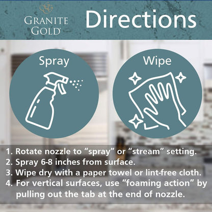 Granite Gold All-Surface Cleaner Spray, Household Cleaning For Stainless Steel, Glass, Quartz, Marble Surfaces, 24 Fl Oz, 1 Count
