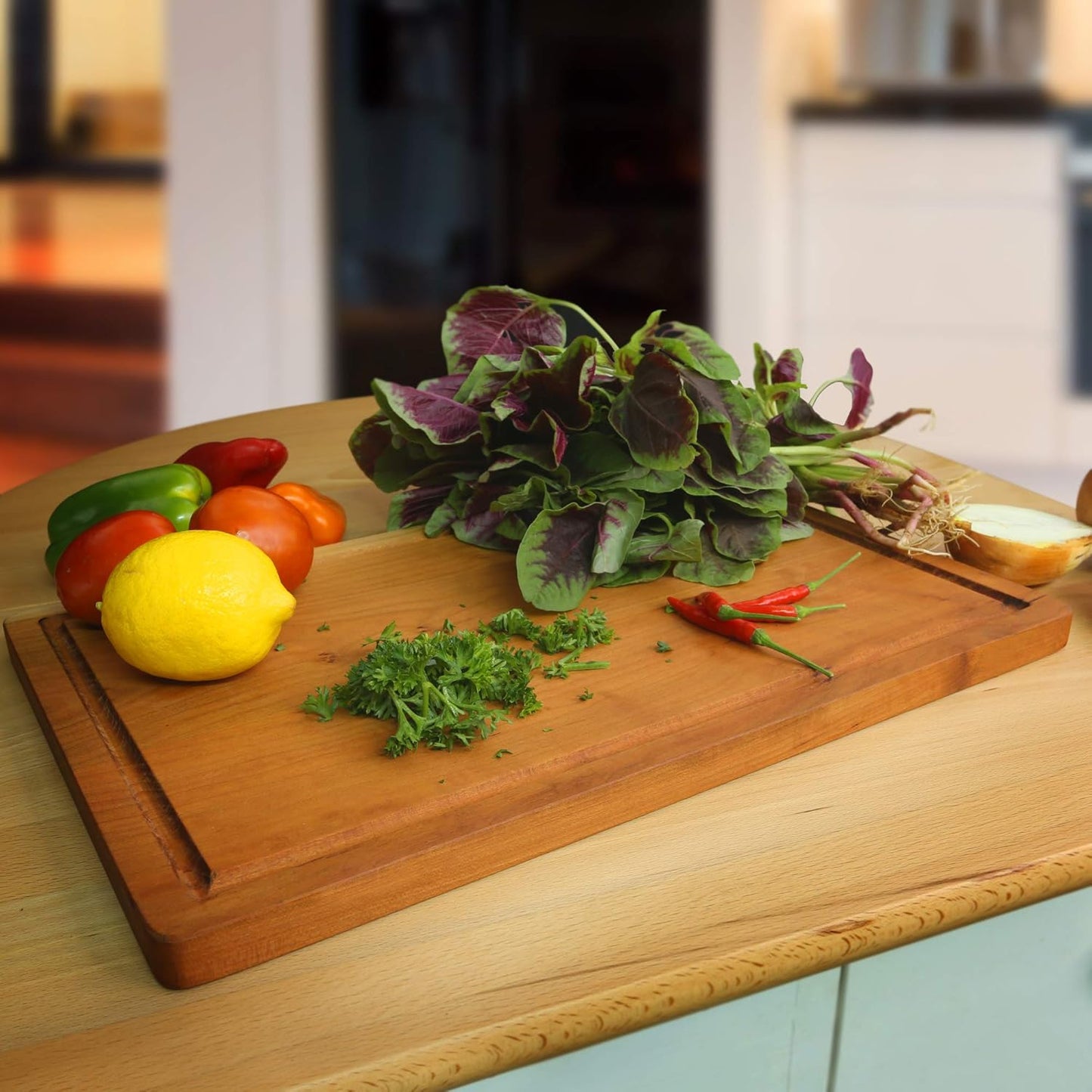 Casual Home Delice Cherry Rectangle Juice Drip Groove Cutting Board, Rectangular 15.5x11